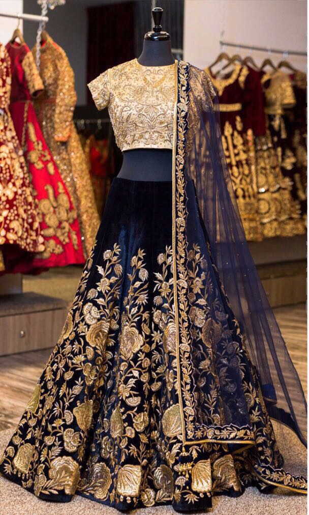 Velvet Embroidery Lehenga Choli