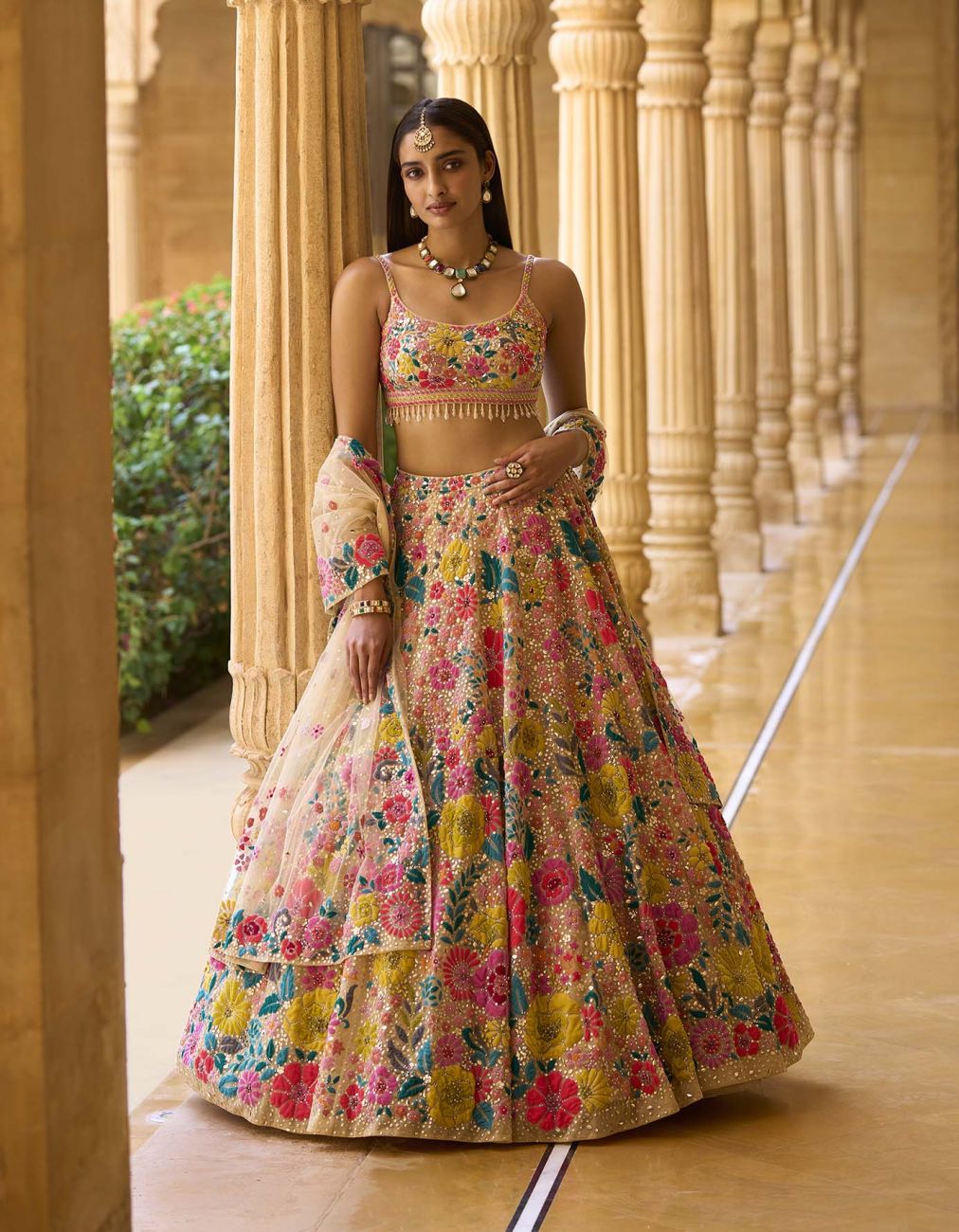 Bollywood Style Multicolor Embroidery Lehenga Choli