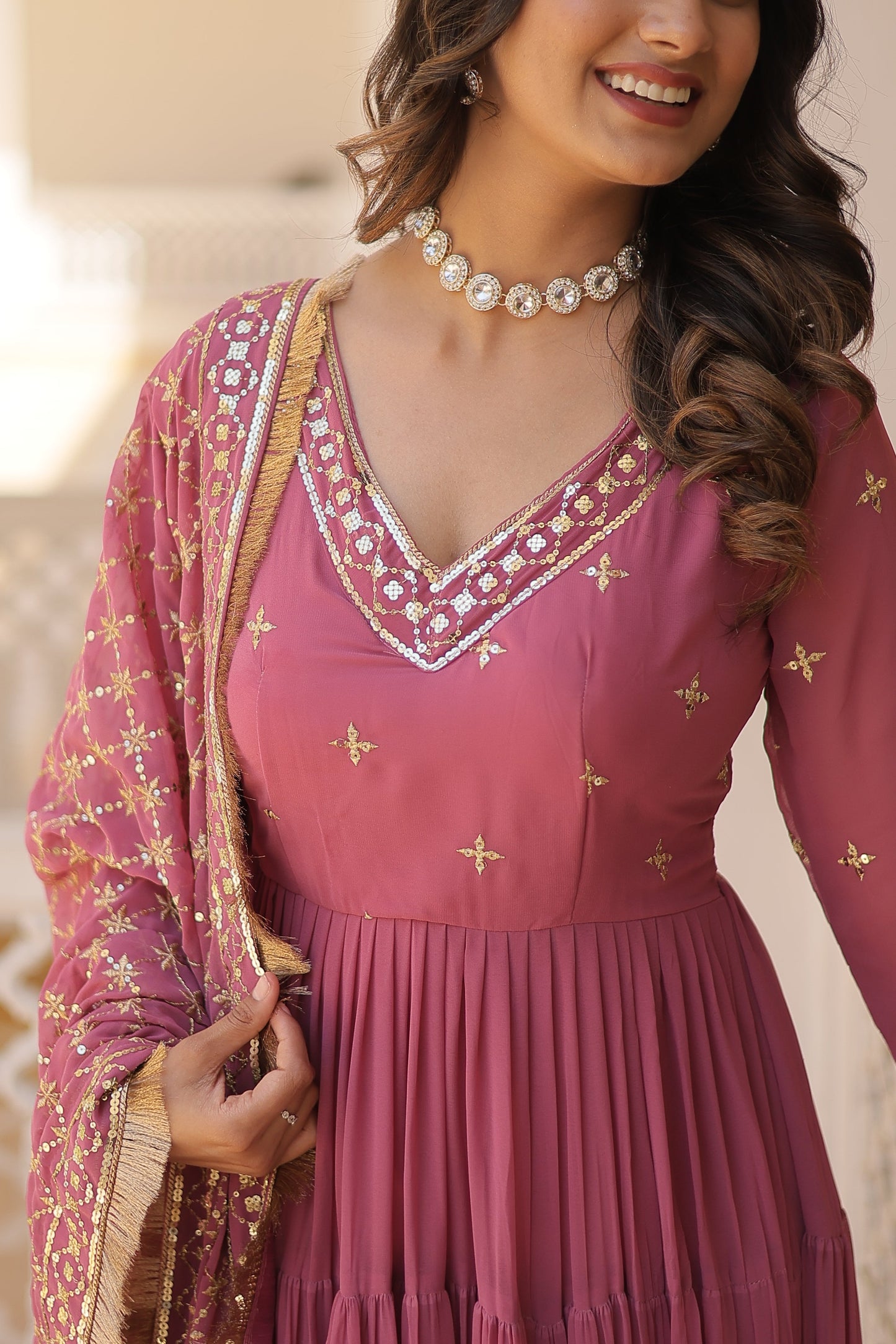 Festive Wear Gown featuring Attractive Sequins Embroidery Work