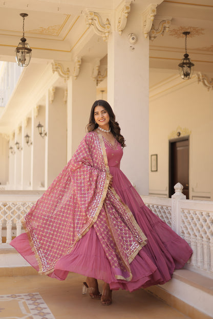 Festive Wear Gown featuring Attractive Sequins Embroidery Work