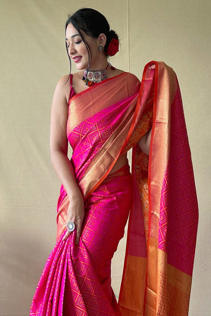 Magenta Pink Patola Saree