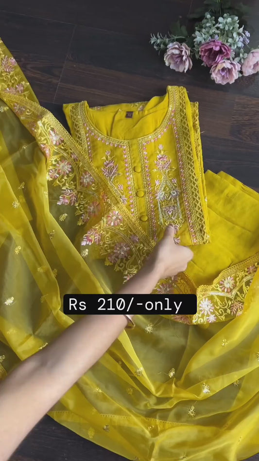 Golden Grace: Yellow Karachi Suit