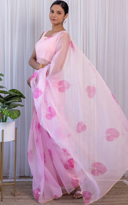 PINK PETAL ORGANZA SAREE