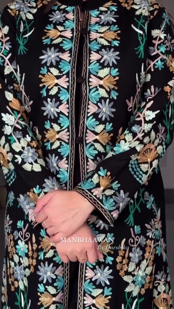Enchanting Elegance – The Embroidered Long Jacket Ensemble - Image 9