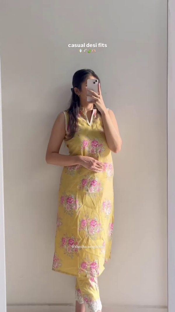 Breezy Bloom: Light Blue and White Floral Mutli Color Casual Kurti for Effortless Everyday Style - Image 4