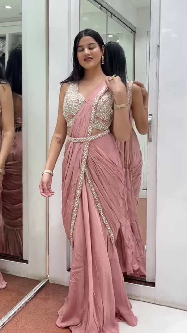 Blush Pink Saree with Modern Glam and Elegance