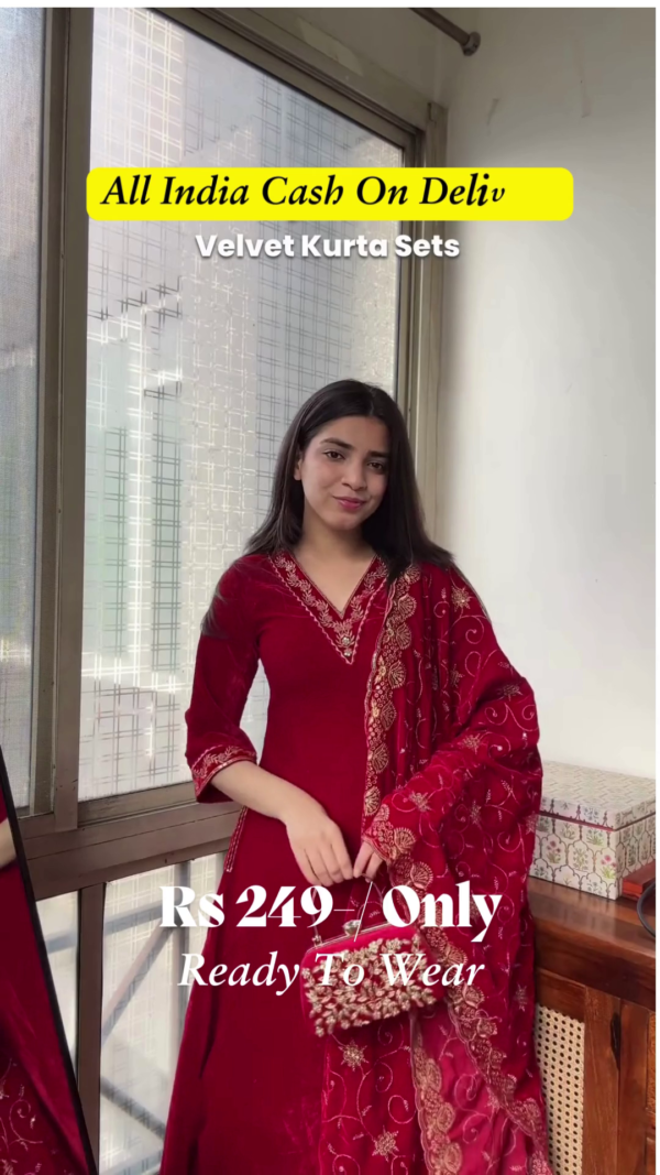 Elegant Velvet Kurta Set: Perfect Blend of Luxury and Comfort - Image 6