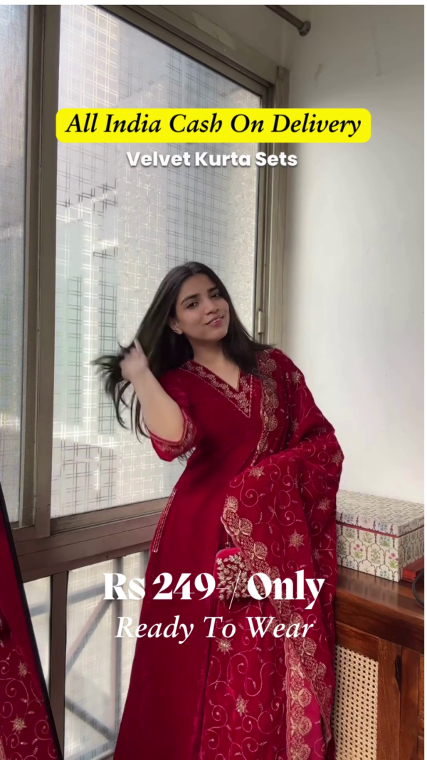 Elegant Velvet Kurta Set: Perfect Blend of Luxury and Comfort - Image 7