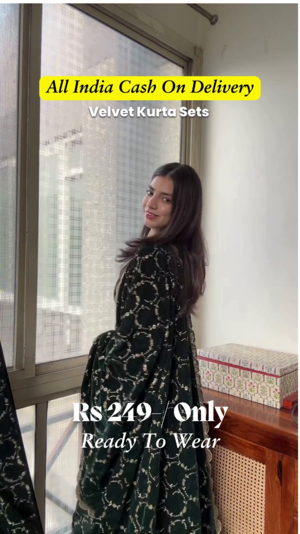 Elegant Velvet Kurta Set: Perfect Blend of Luxury and Comfort - Image 5