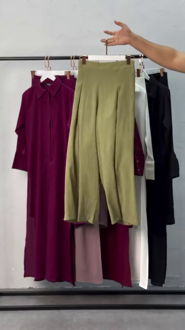 🌿 Effortless Chic – Solid Shirt-Style Co-ord Set - Image 5