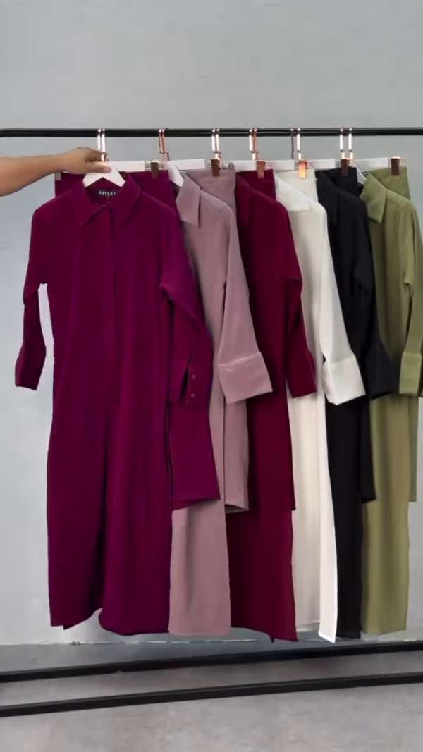 🌿 Effortless Chic – Solid Shirt-Style Co-ord Set