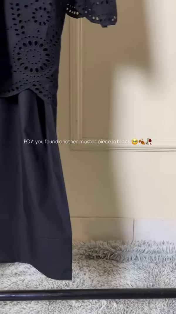 Elegant Noir Eyelet Tunic & Culotte Set - Timeless Sophistication - Image 3