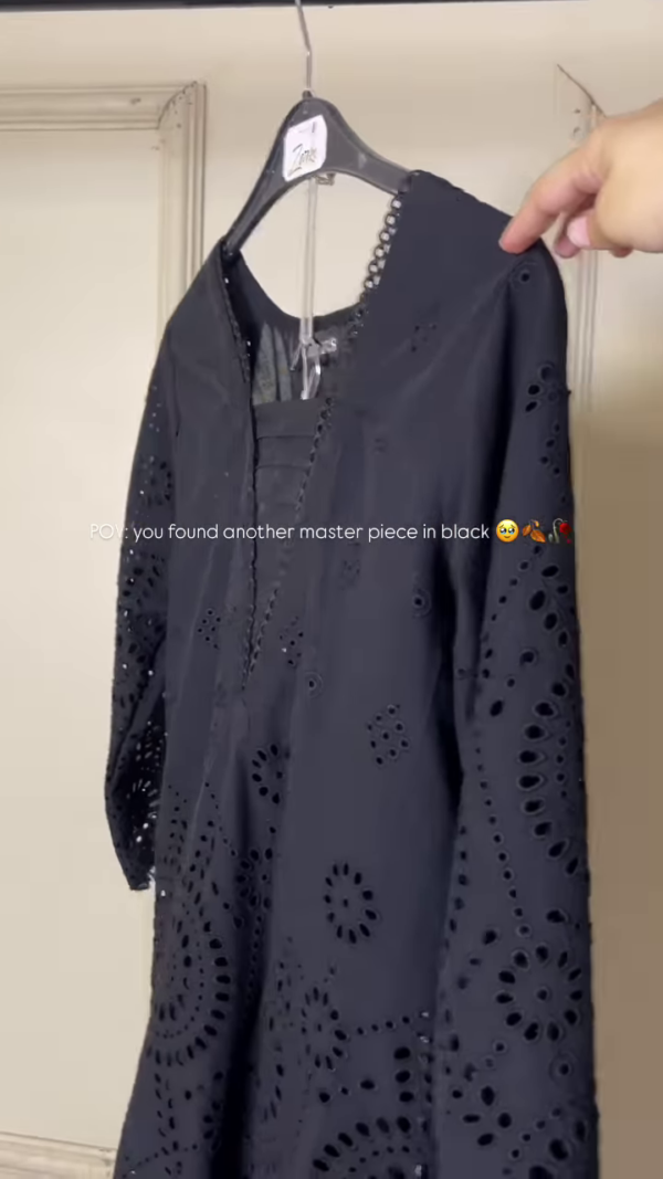 Elegant Noir Eyelet Tunic & Culotte Set - Timeless Sophistication - Image 4