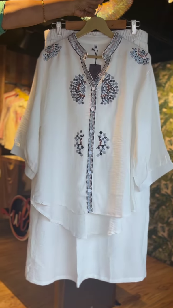Pristine Medallion Embellished Co-ord Set - Resort Luxe Collection