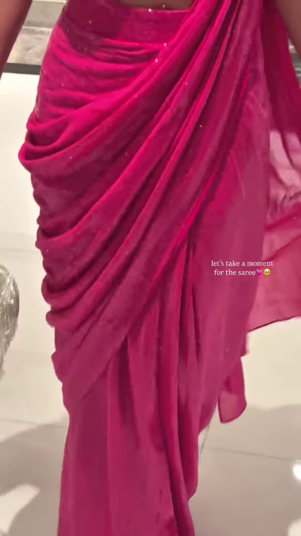 Fuchsia Fantasy Sequined Saree - Luxurious Contemporary Elegance - Image 2