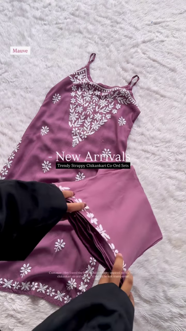 Serene Sky Chikankari Co-Ord Set - Elegant Handcrafted Artistry - Image 2