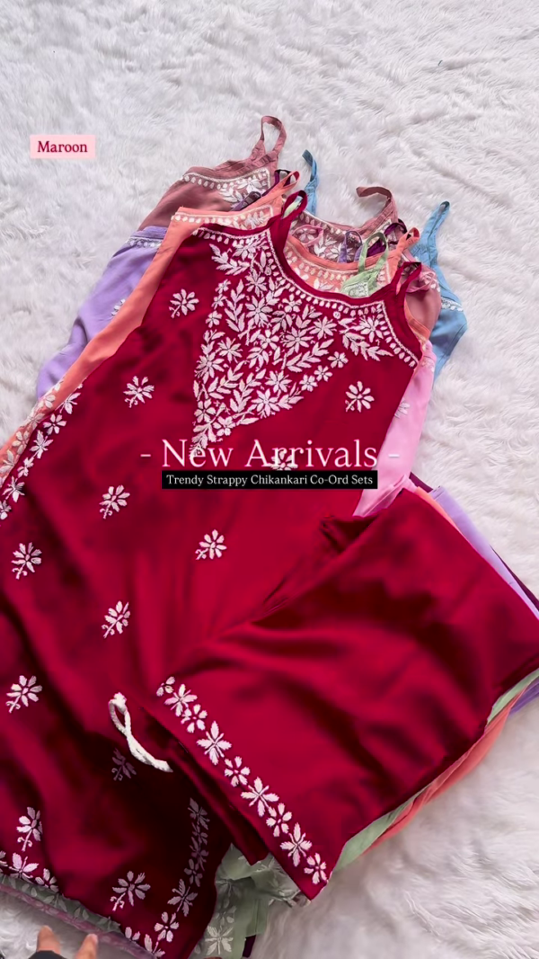 Serene Sky Chikankari Co-Ord Set - Elegant Handcrafted Artistry - Image 9