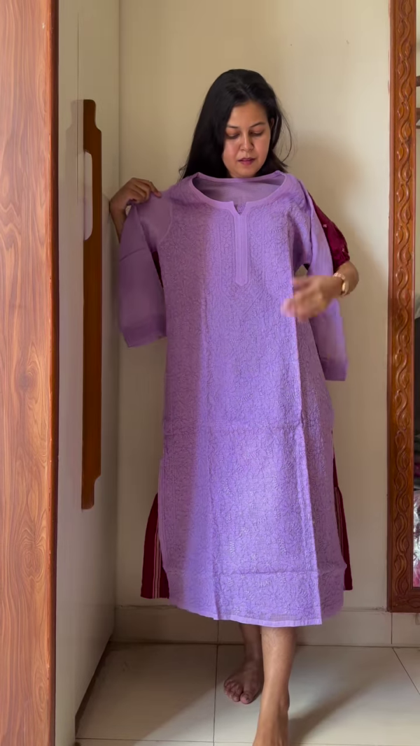 Fuchsia Textured Straight Kurta - Luxurious Simplicity - Image 2