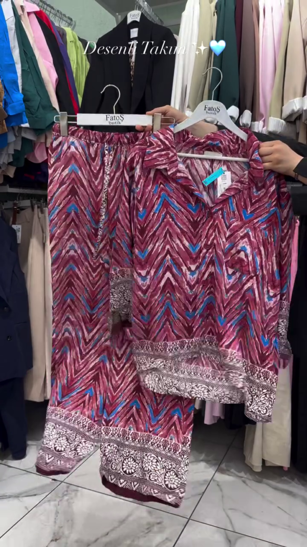 Printed Two Piece set matching Top and bottom Cord Set - Image 2
